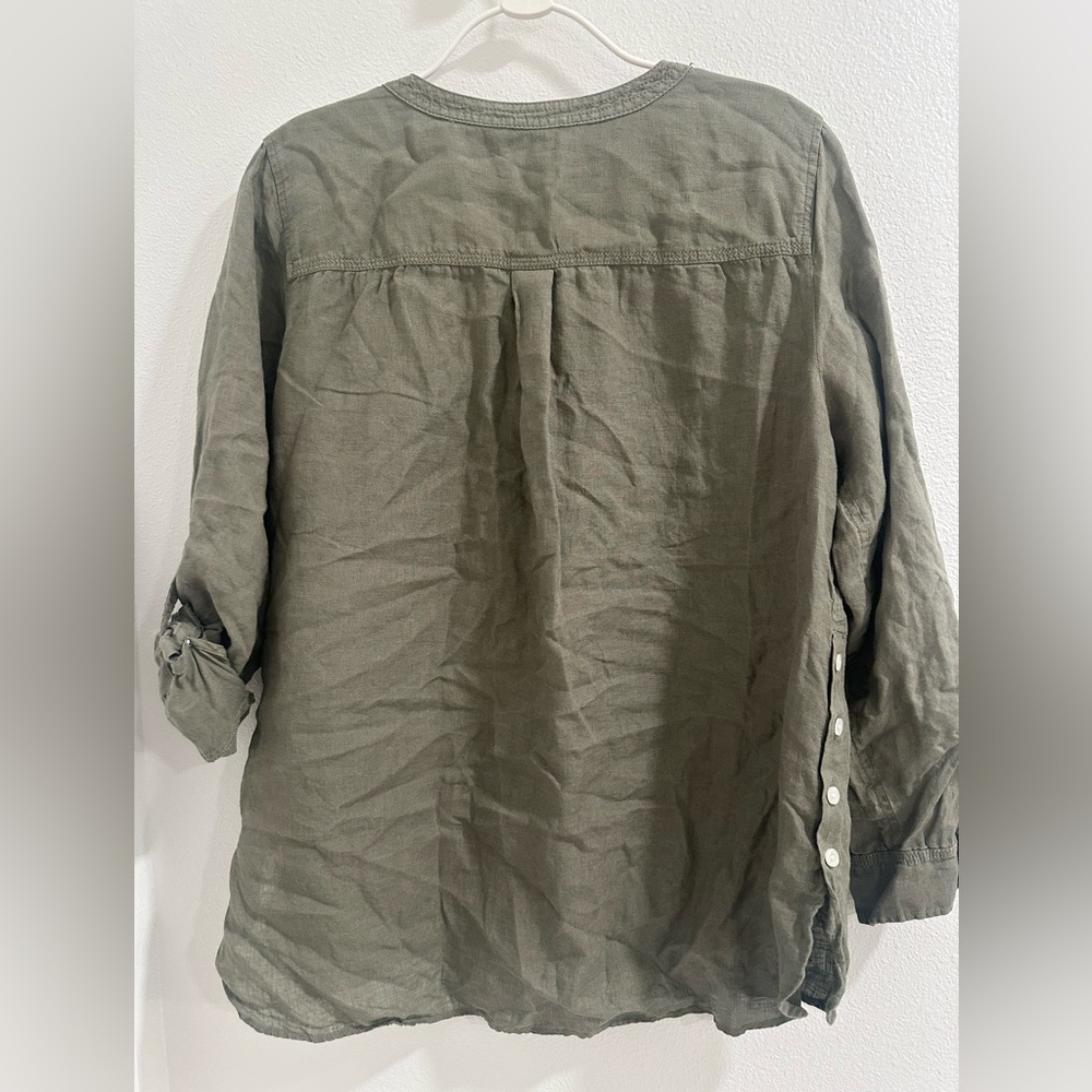 SIDE BUTTON LINEN BAND COLLAR POPOVER - Picture 7 of 9